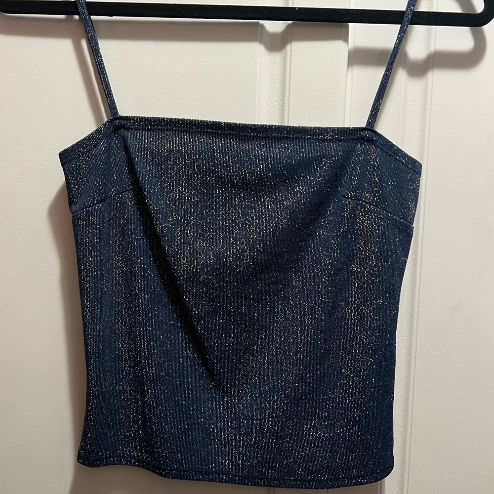 Reformation blue and gold sparkle tank top